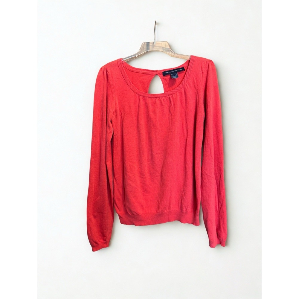 French‎ Connection Women's Red Knit Sweater L Fall Holiday Style Keyhole Back